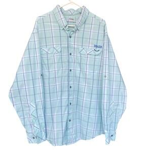 World Wide Sportsman Mens Fishing Shirt XXL Button Up Long‎ Sleeve Vented Blue